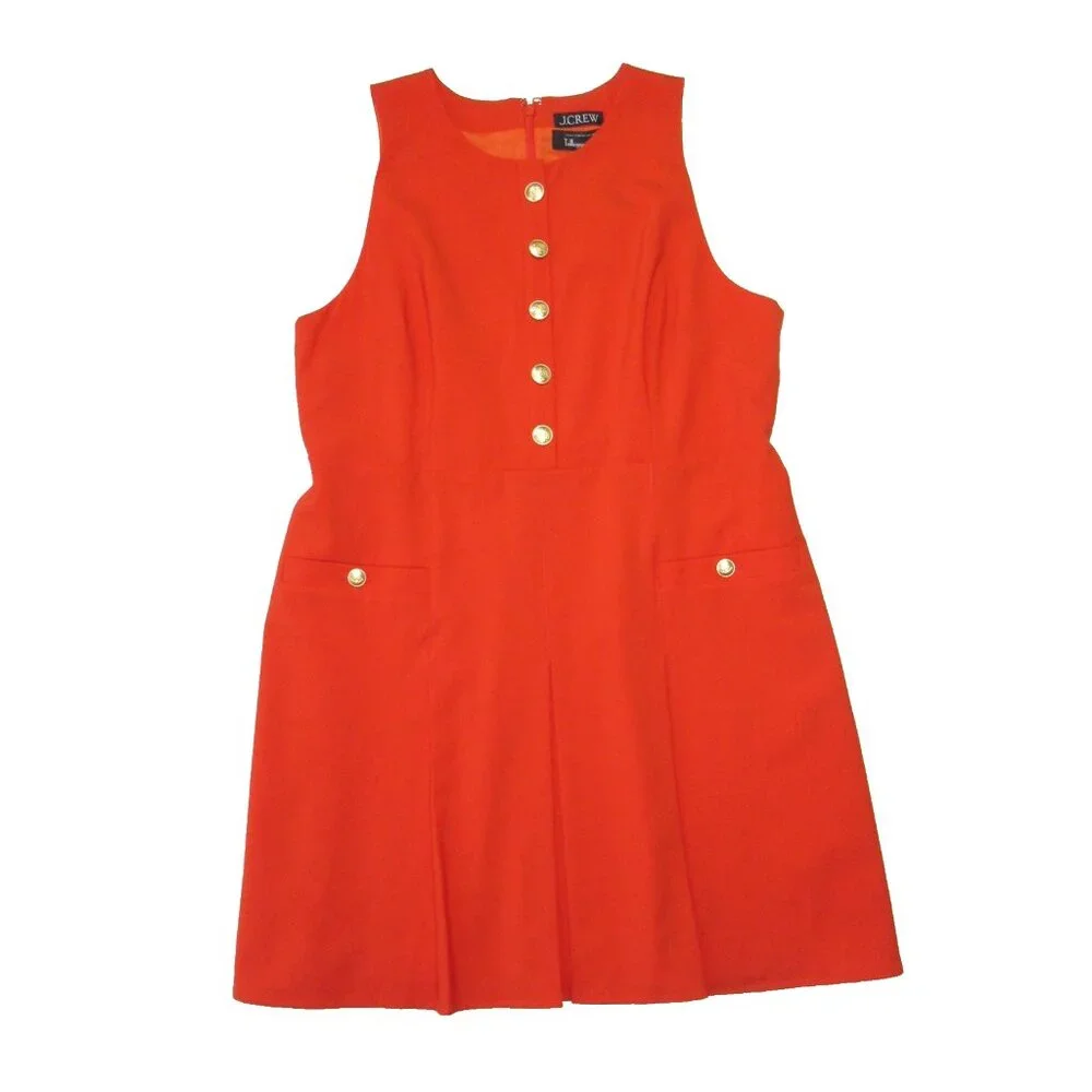 NWT J.Crew Sleeveless Pleated Mini in Guarana Italian Bi-stretch Wool Dress 16